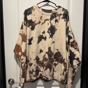 Athletic Works Crewneck Sweater - Brown and Cream “Cow-Dyed”